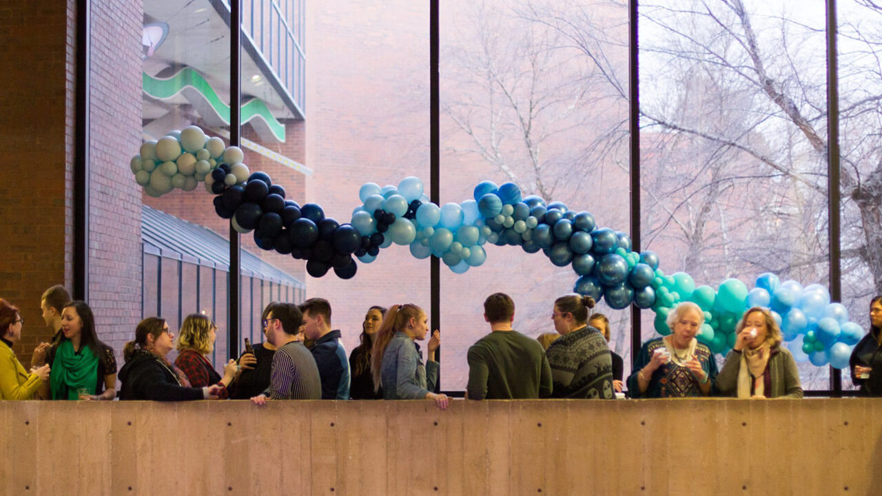 Gallery event with balloons
