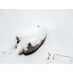 A close up of a snow covered slope